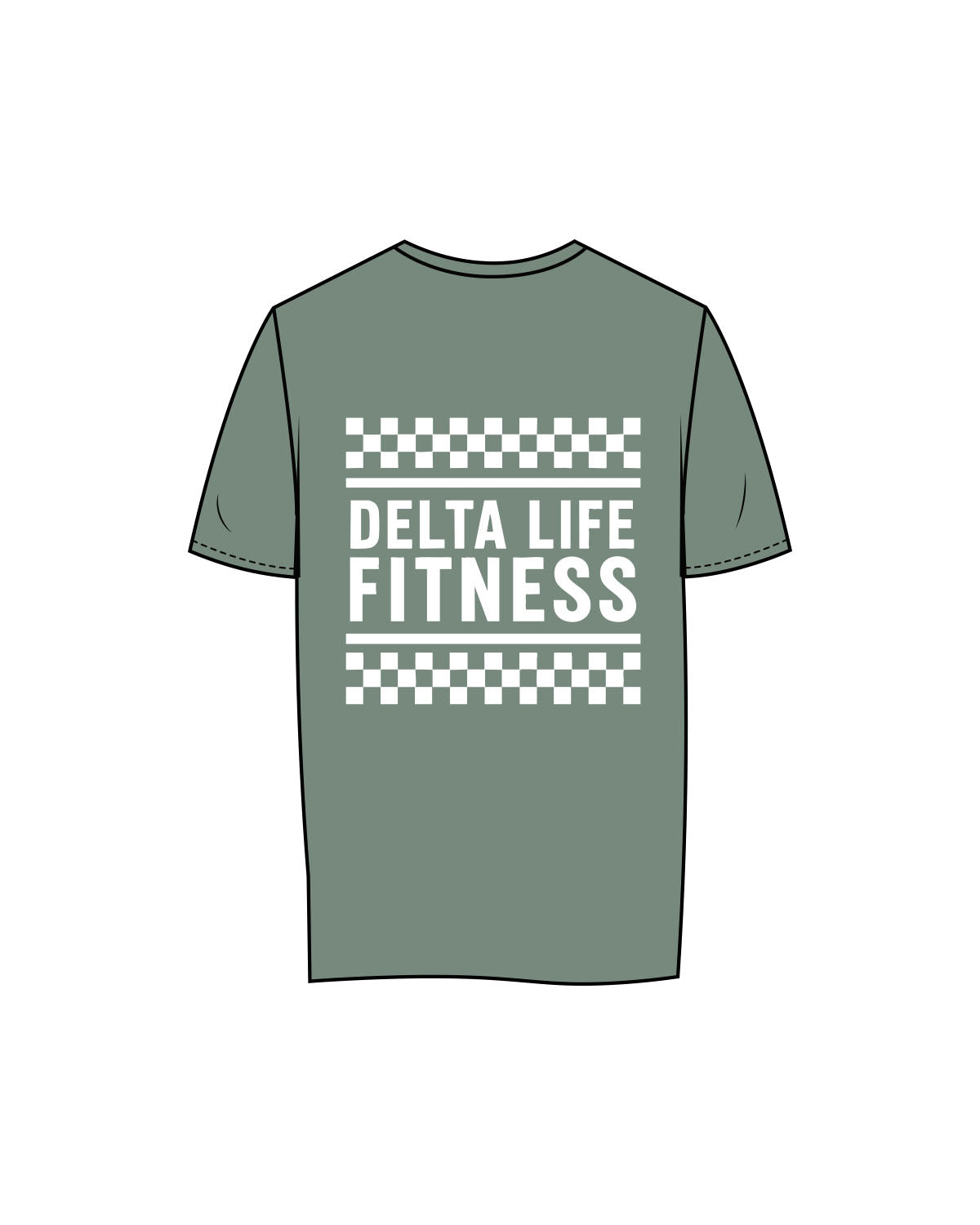 The Womens Tee - Sage - Delta Fitness - Left Chest & Back Stacked - Printed - White