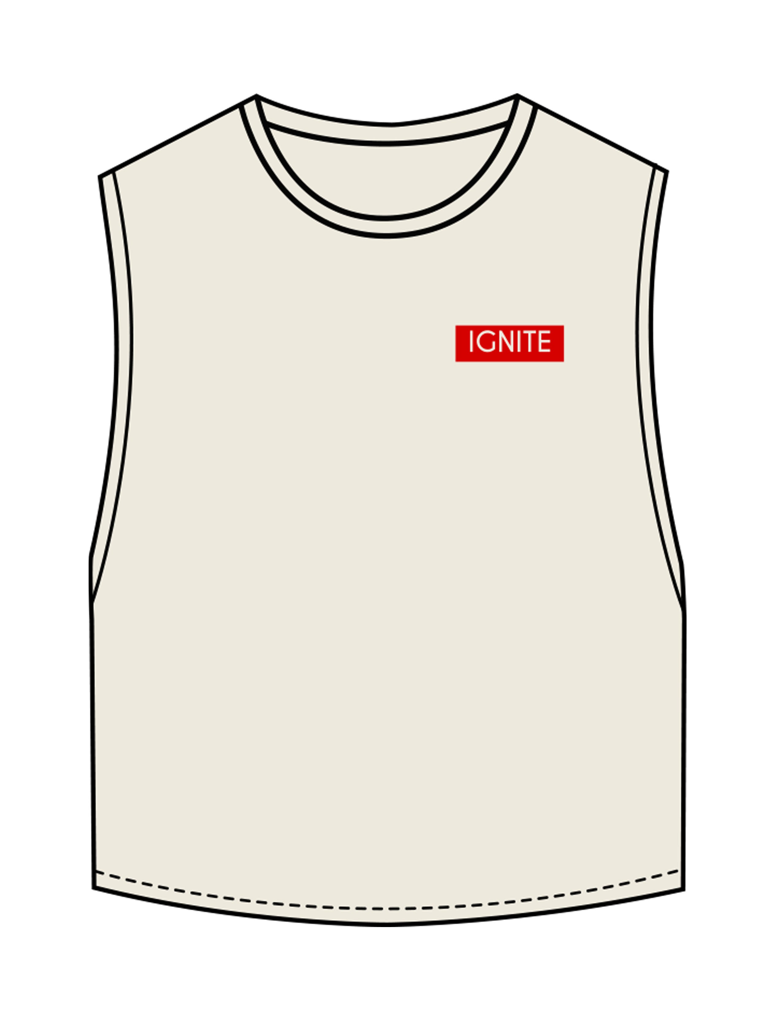 The Crop Muscle Tank - Butter - Ignite Barre & Fitness - Left Chest - Printed - Red