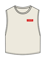 The Crop Muscle Tank - Butter - Ignite Barre & Fitness - Left Chest - Printed - Red