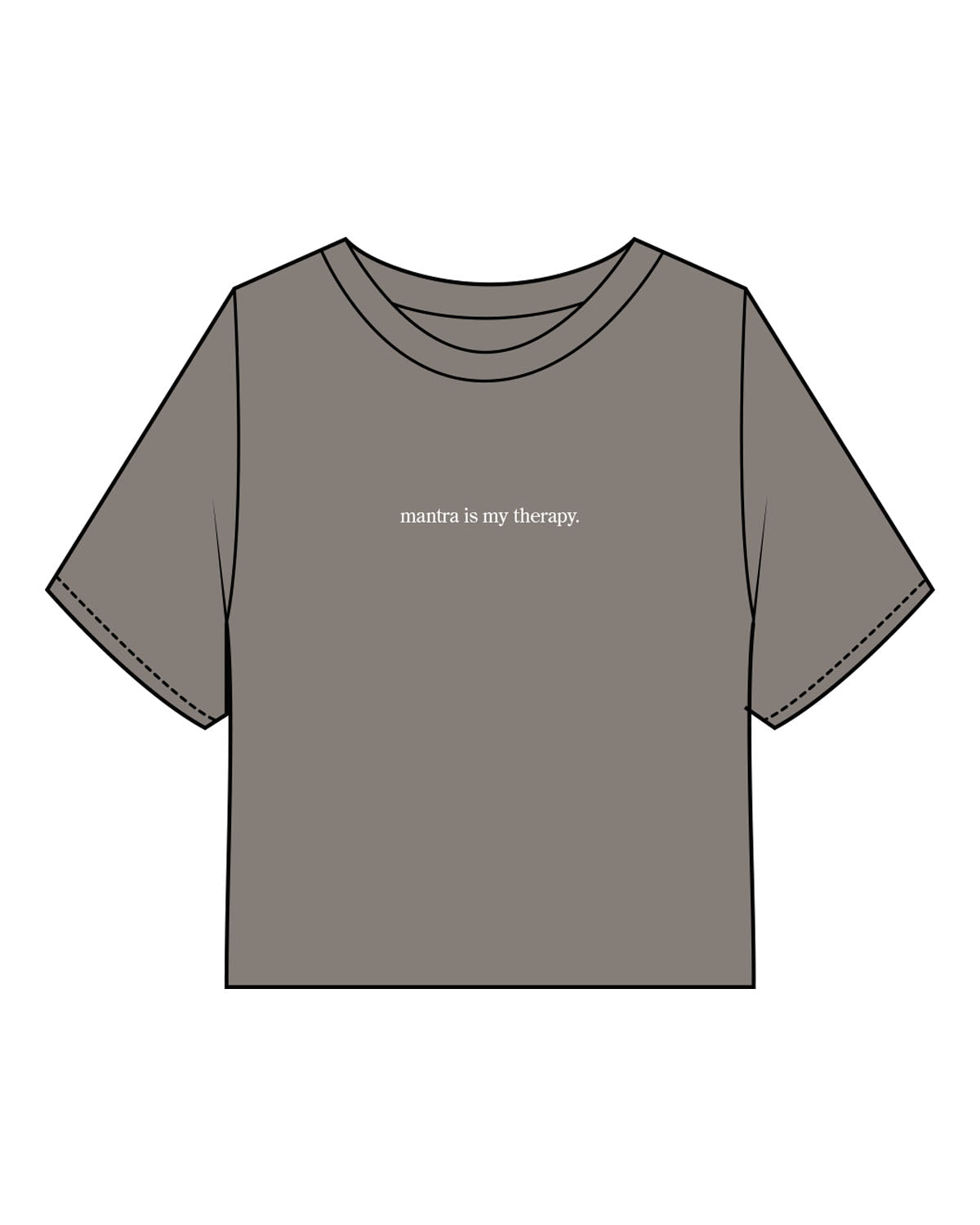 The Heavyweight Crop Tee - Washed Gray - Mantra - Center Chest - Printed - White