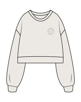 The Womens Crop Crewneck - Bone - SD Mom Walks - Left Chest & Back Center " SAN DIEGO " - Printed - Black