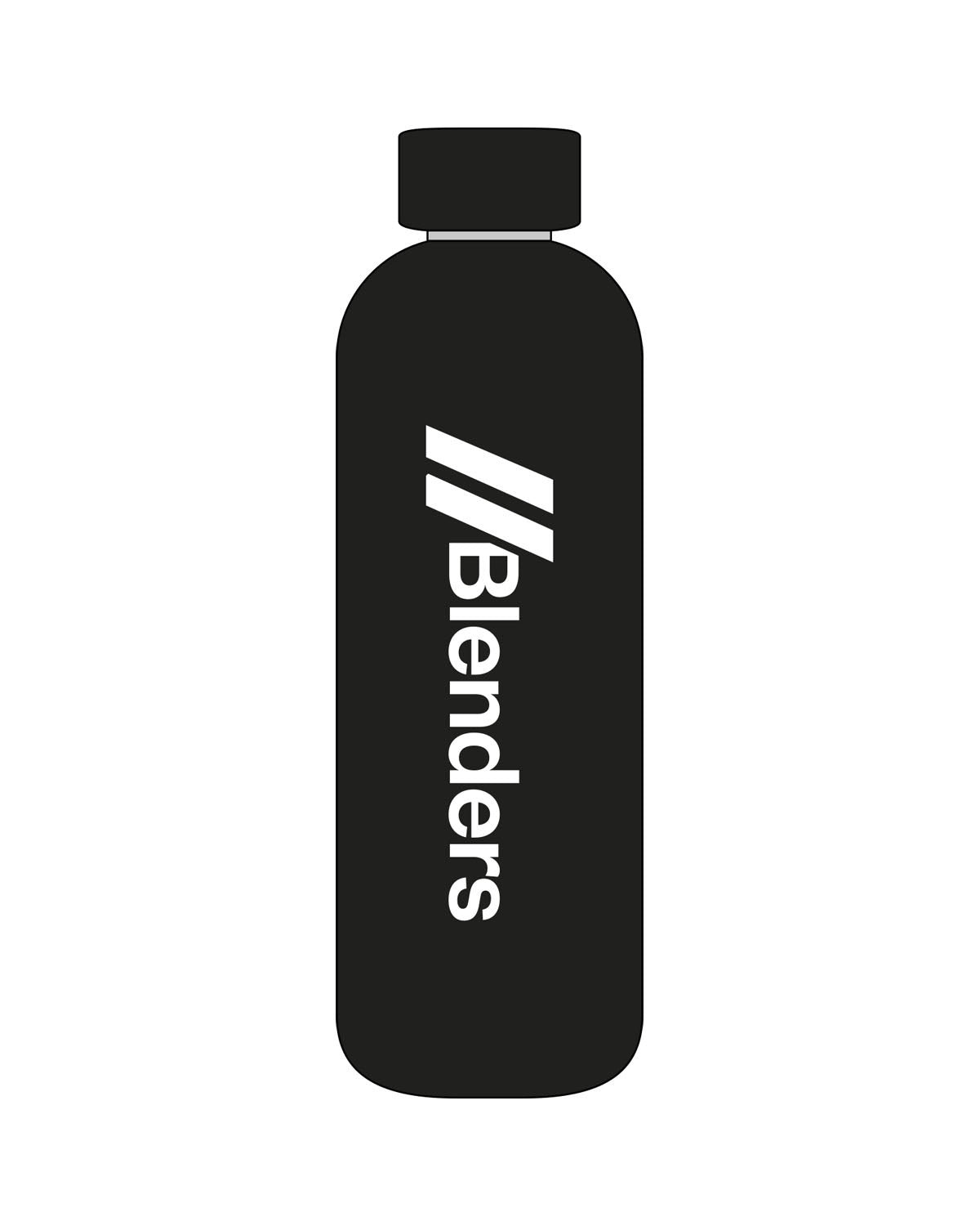 The Water Bottle - Black - Blenders - Vertical Logo - Printed - White