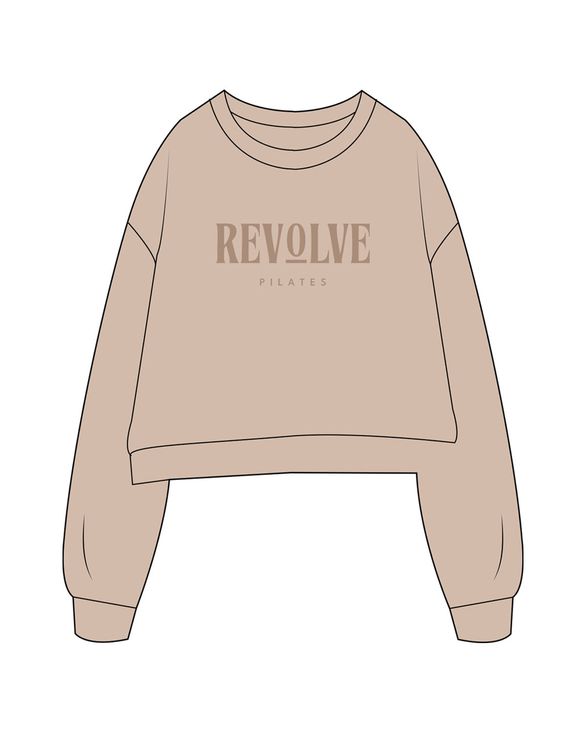 The Studio Crop - Taupe - Revolve Pilates - Cemter Chest Stacked & Back Neckline - Printed - Tone on Tone