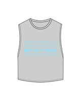 The Crop Muscle Tank - Storm - Center Chest Stacked - Blue