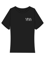 The Baby Tee - Black - Viva Pilates - Left Chest Stacked - Printed - White