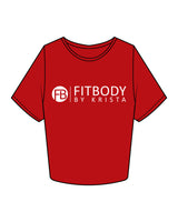 The Crop Tee - Red - Krista - Center Chest Stacked & Back Center - White