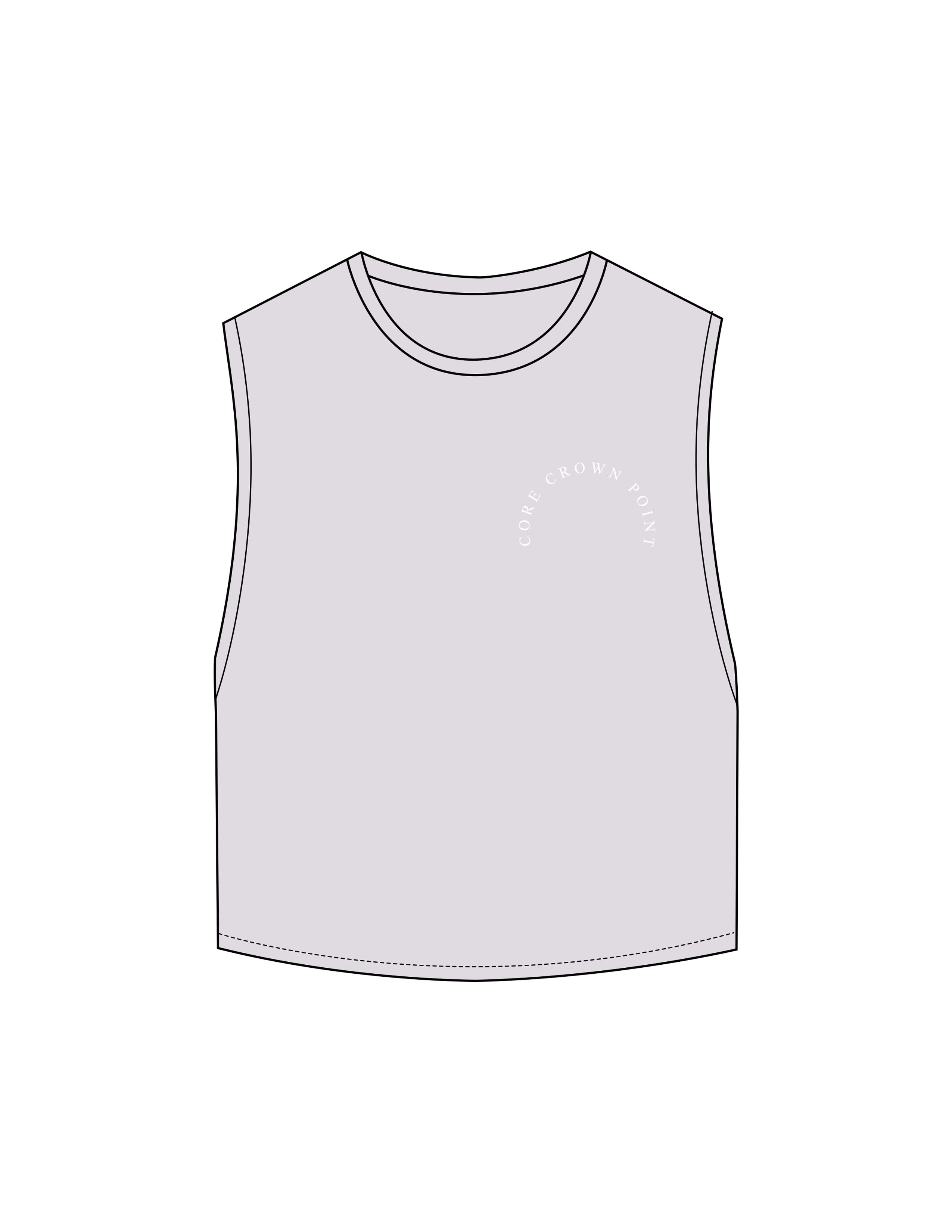 The Crop Muscle Tank - Orchid - Core Crown Point - Left Chest Arc & Back Round - Printed - White