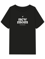 The Womens Heavyweight Tee - Black - New Mom School - Center Chest Stacked - Printed - White