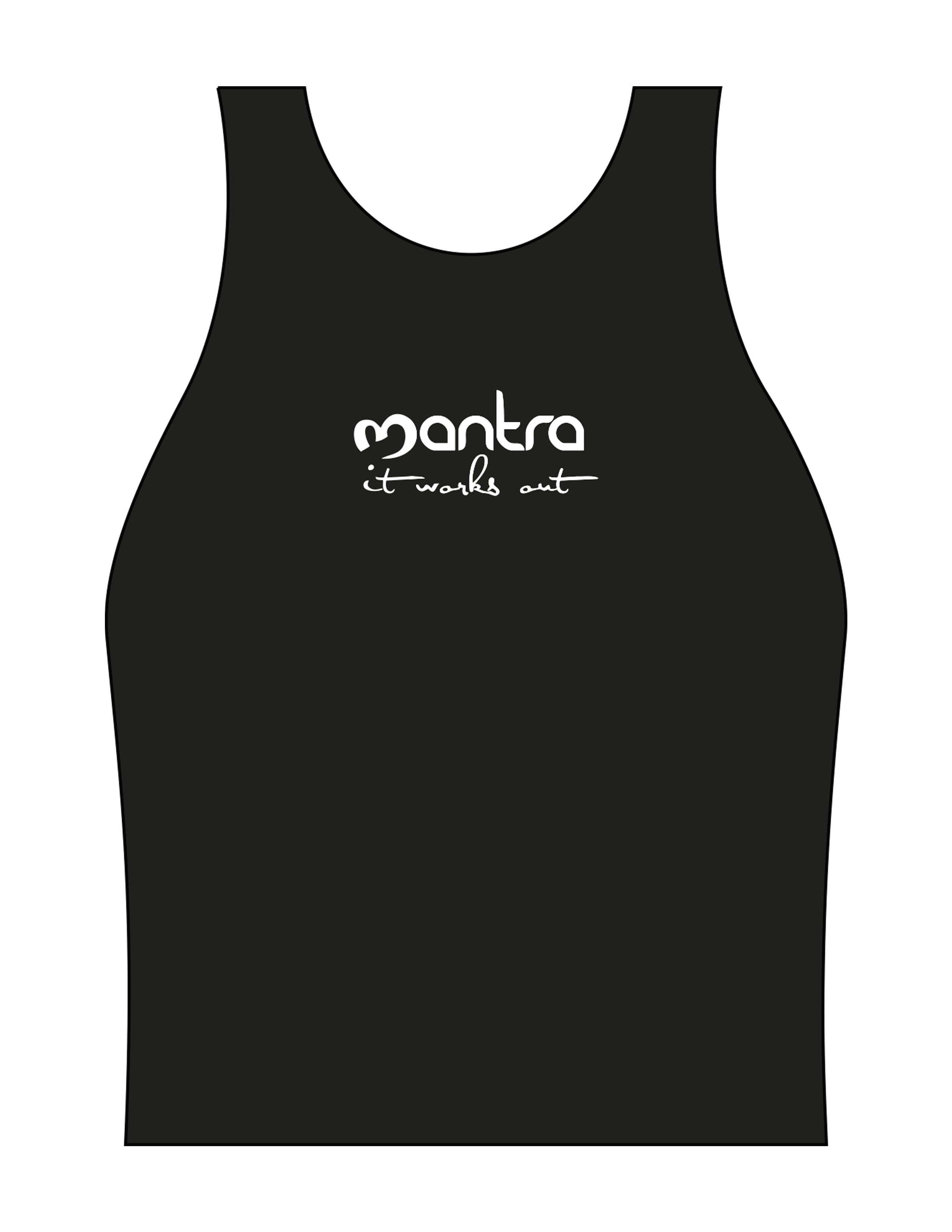 The Womens Active Crop Tank - Black - Mantra - Center Chest Stacked - Printed - White
