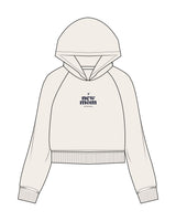 The Womens Lightweight Cropped Hoodie - Ivory - New Mom School - Center Chest Stacked Logo - Printed - (#222538)