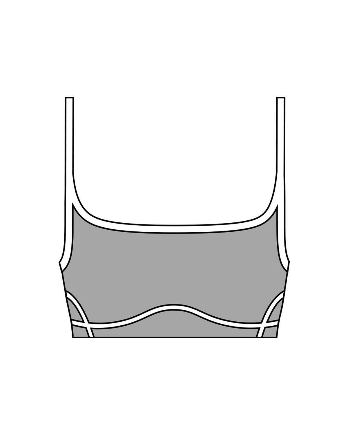 The Piped Scoop Sports Bra - Gray - enCore Pilates - Center Back - Printed - White