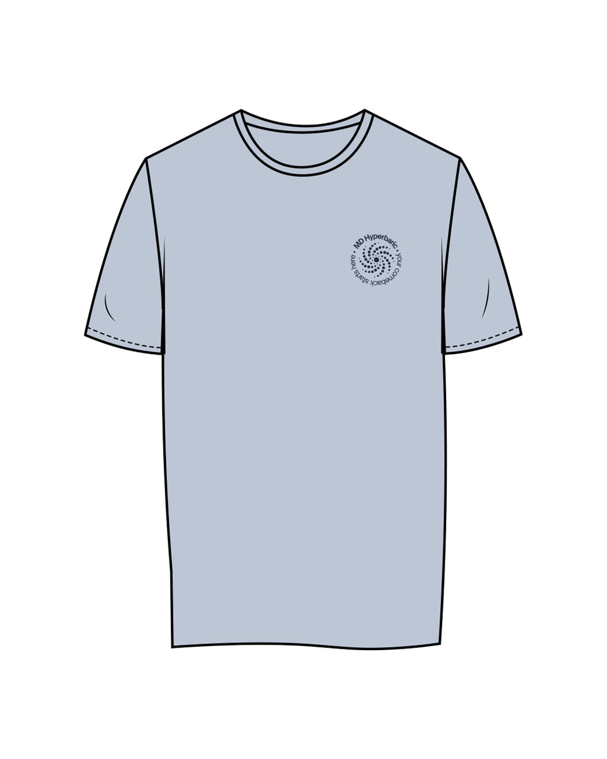 The Womens Tee - Powder - MD Hyperbaric - Left Chest Round & Back Illustration - Printed - Navy