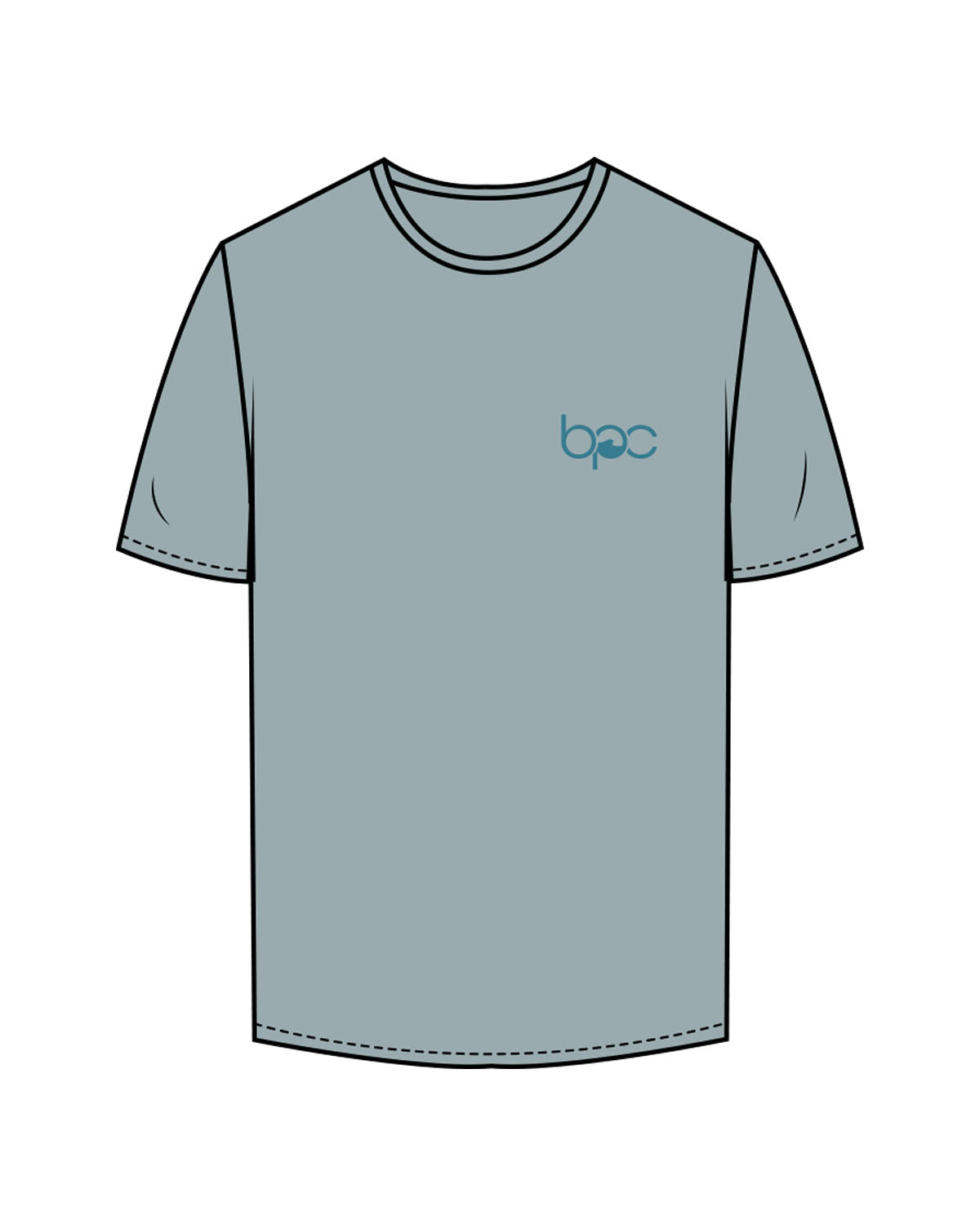 The Mens Tee - Mineral - Baxter Pacific - Left Chest - Back Stacked - Printed - Blue