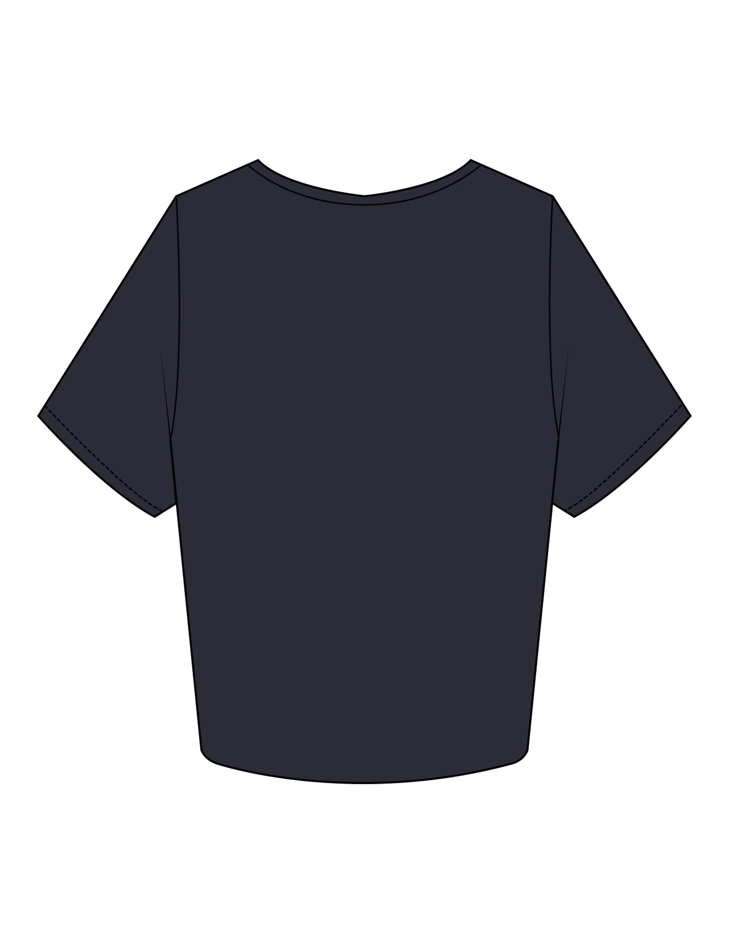 The Crop Tee - Navy - Sculpt'd Studios - Center Chest - Printed - Cream