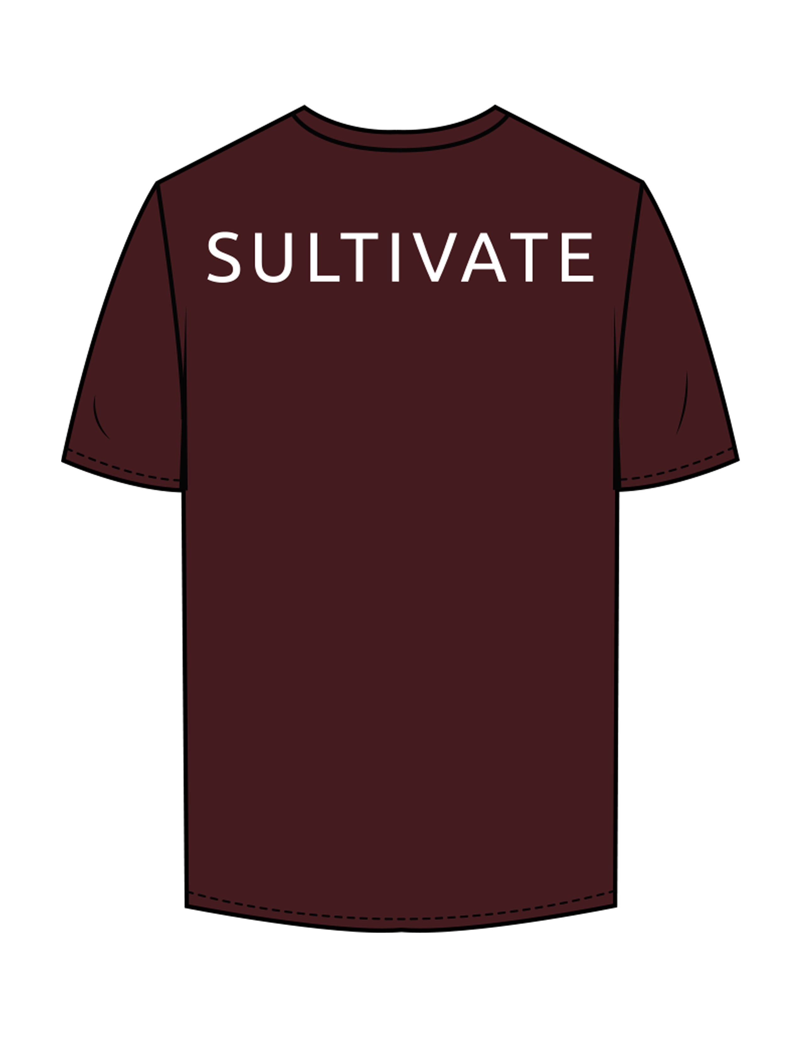 The Mens Tee - Maroon - Sultivate - Left Chest Icon & Back Shoulder - Printed - White