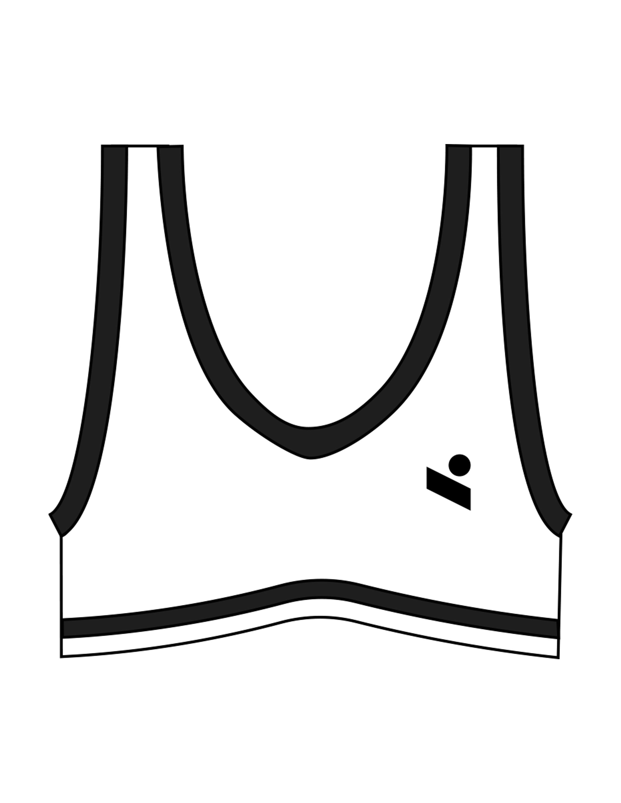 The Piped Bra - White - Onyx Fit - Left Chest & Bottom Back - Printed - Black