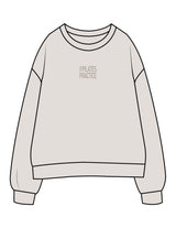 The Womens Crewneck - Bone - Pilates Practice - Center Chest - Embroidered - Dark Bone