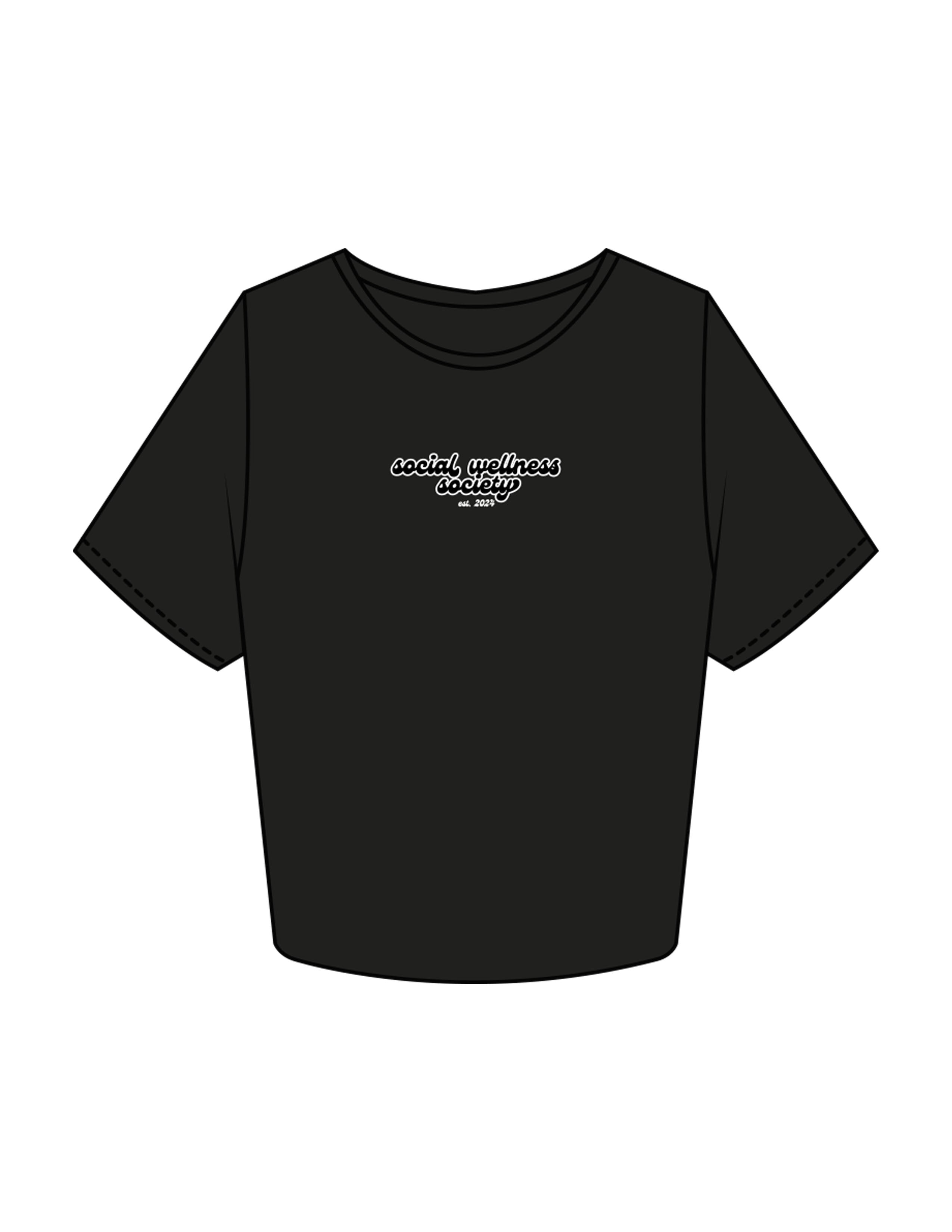 The Crop Tee - Black - SWS - Center Chest Stacked - Printed - Full Color