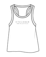 The Crop Tank - White - Cyclebar - Center Chest Stacked & Back Neckline - Black