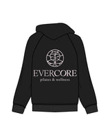 The Mens Hoodie - Black - EVERCORE - Left Chest & Back Center Stacked - Light Pink