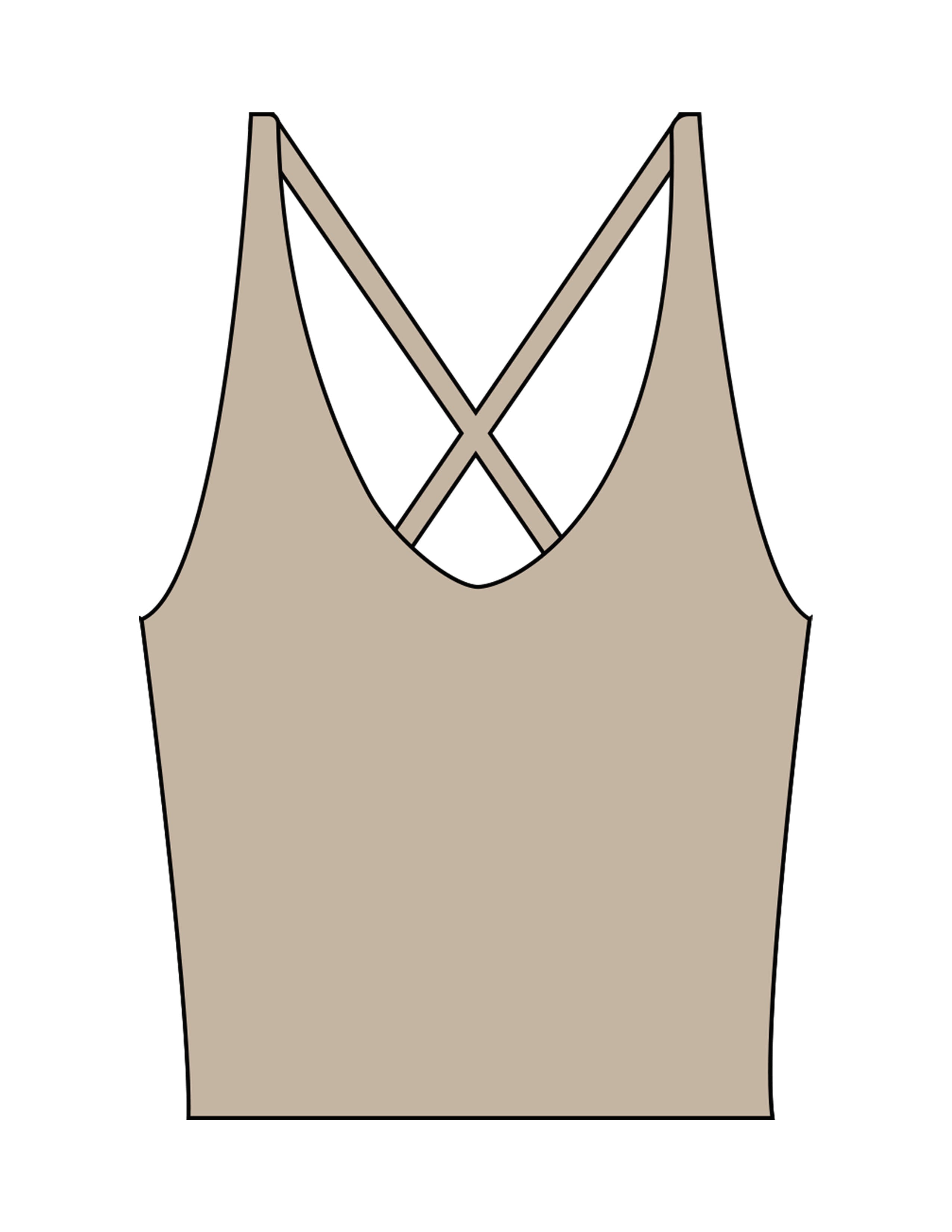 The Sporty Strappy Tank - Light Brown - The Refinery Fitness Studio - Center Back - Printed - White