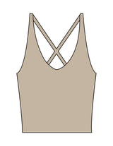 The Sporty Strappy Tank - Light Brown - The Refinery Fitness Studio - Center Back - Printed - White