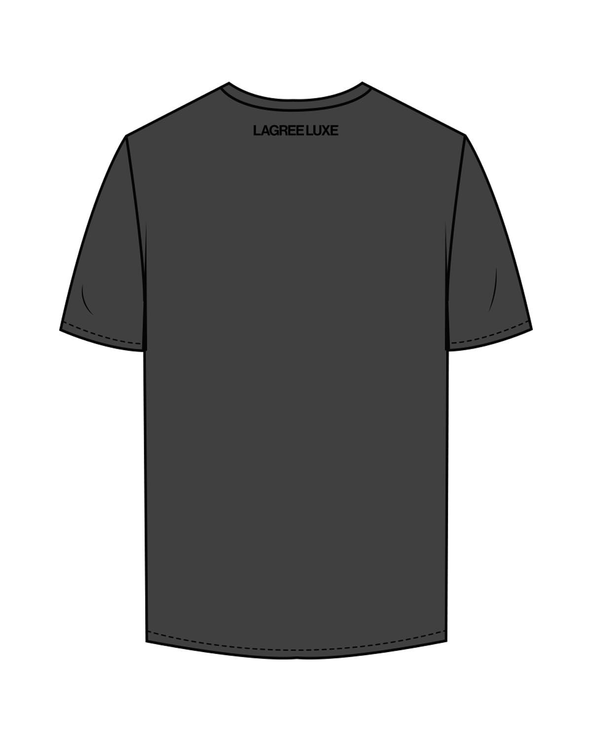 The Mens Tee - Charcoal - Lagree Luxe - Left Chest & Back Neckline - Printed - Black