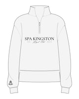 The Mens 1/4 Zip - White Heather - Spa Kingston - Chest Stacked & Right Wrist - Printed - Black