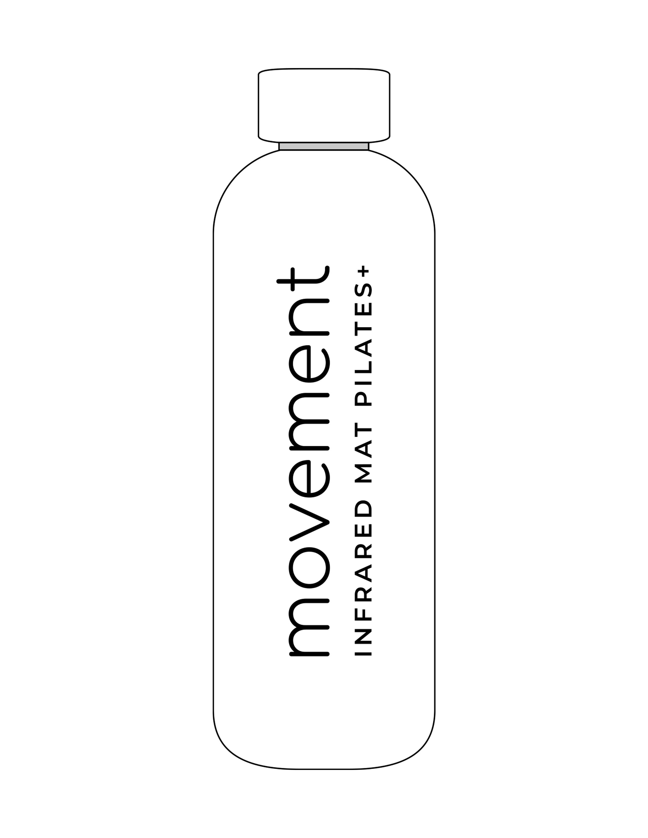 The Water Bottle - White - Movement Pilates Buffalo - Center Body Vertical - Printed - Black