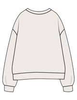 The Womens Crewneck - Bone - LA FORME PILATES - Center Chest Stacked - Printed - Tone on Tone