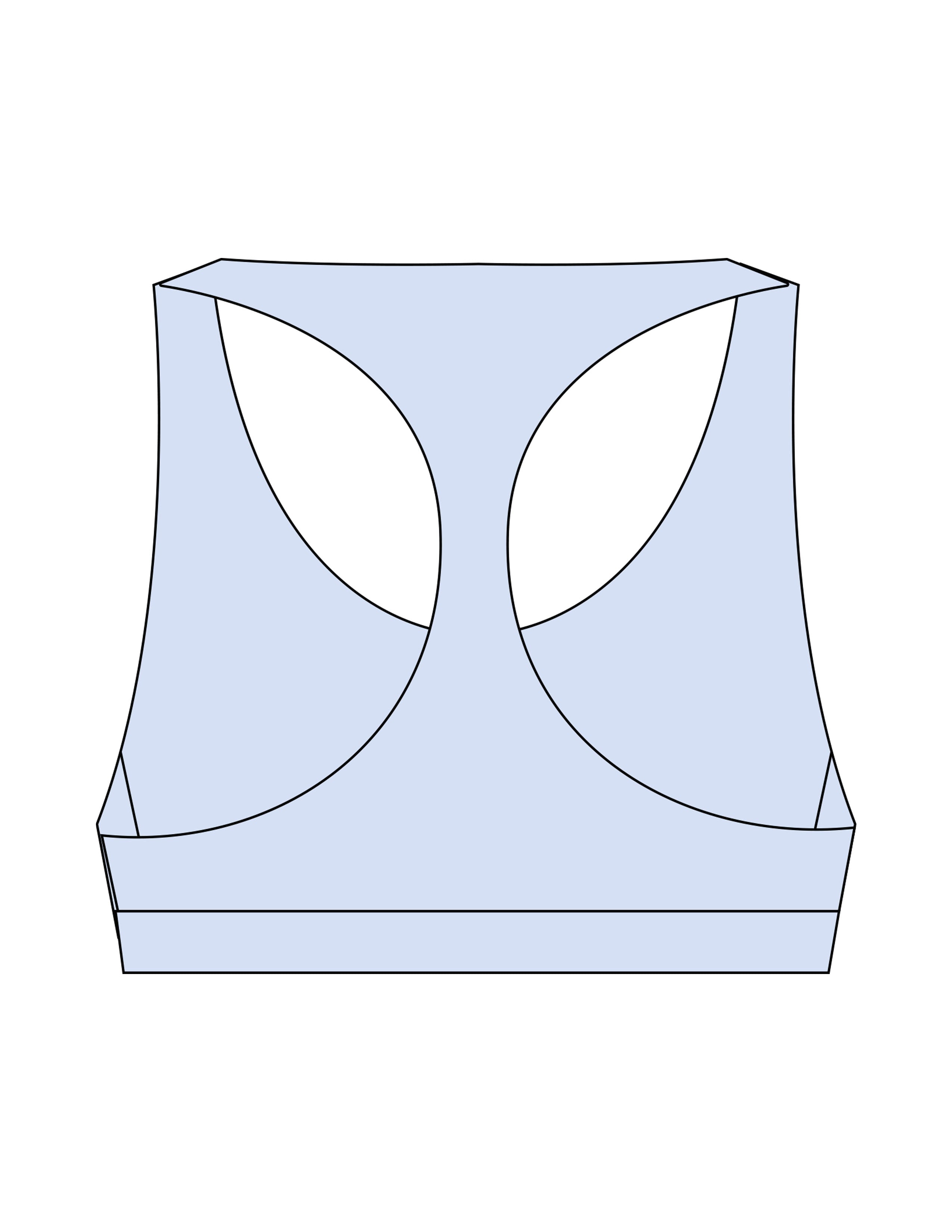 The Racer Bra - Mist - Powerhouse Fitness - Center Chest Stacked - Printed - Blue