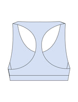The Racer Bra - Mist - Powerhouse Fitness - Center Chest Stacked - Printed - Blue