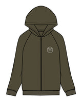 The Recycled Unisex Zip Hoodie - Army - Motivate Movement - Left Chest & Back Stacked - Printed - White