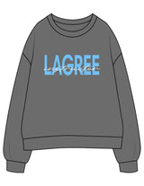 The Womens Crewneck - Shadow - Powerhouse Fitness - Center Chest "LAGREE" & Back Left Sleeve - Printed - Full Color