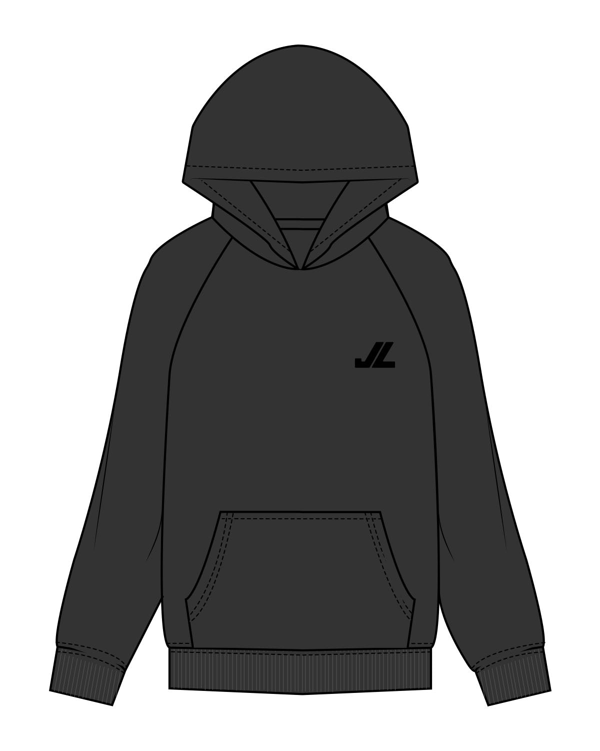 The Womens Hoodie - Washed Black - JL Marketing - Left Chest - Printed - Black