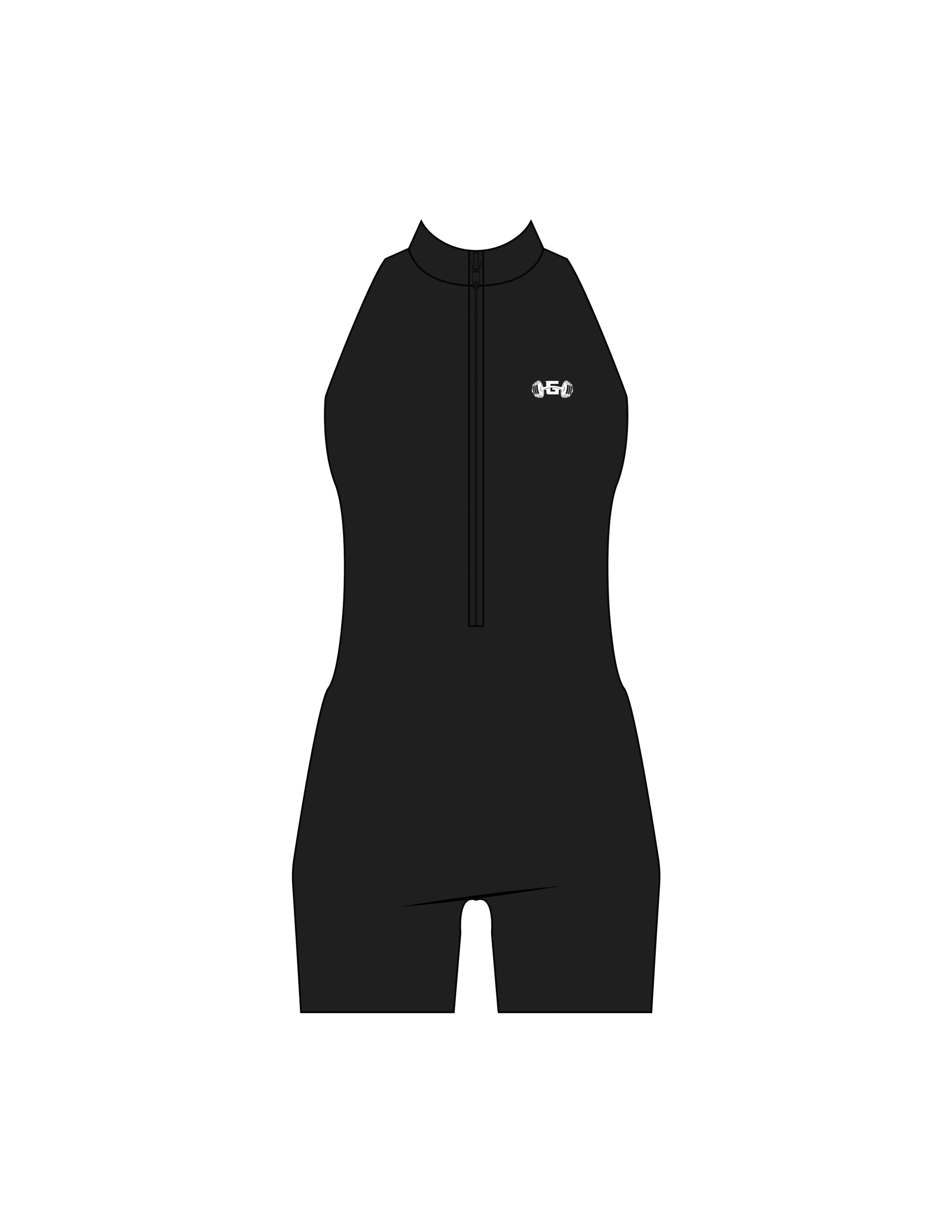The High Neck Zip Jumpsuit - Black - Gladden Gains - Left Chest - Printed - White