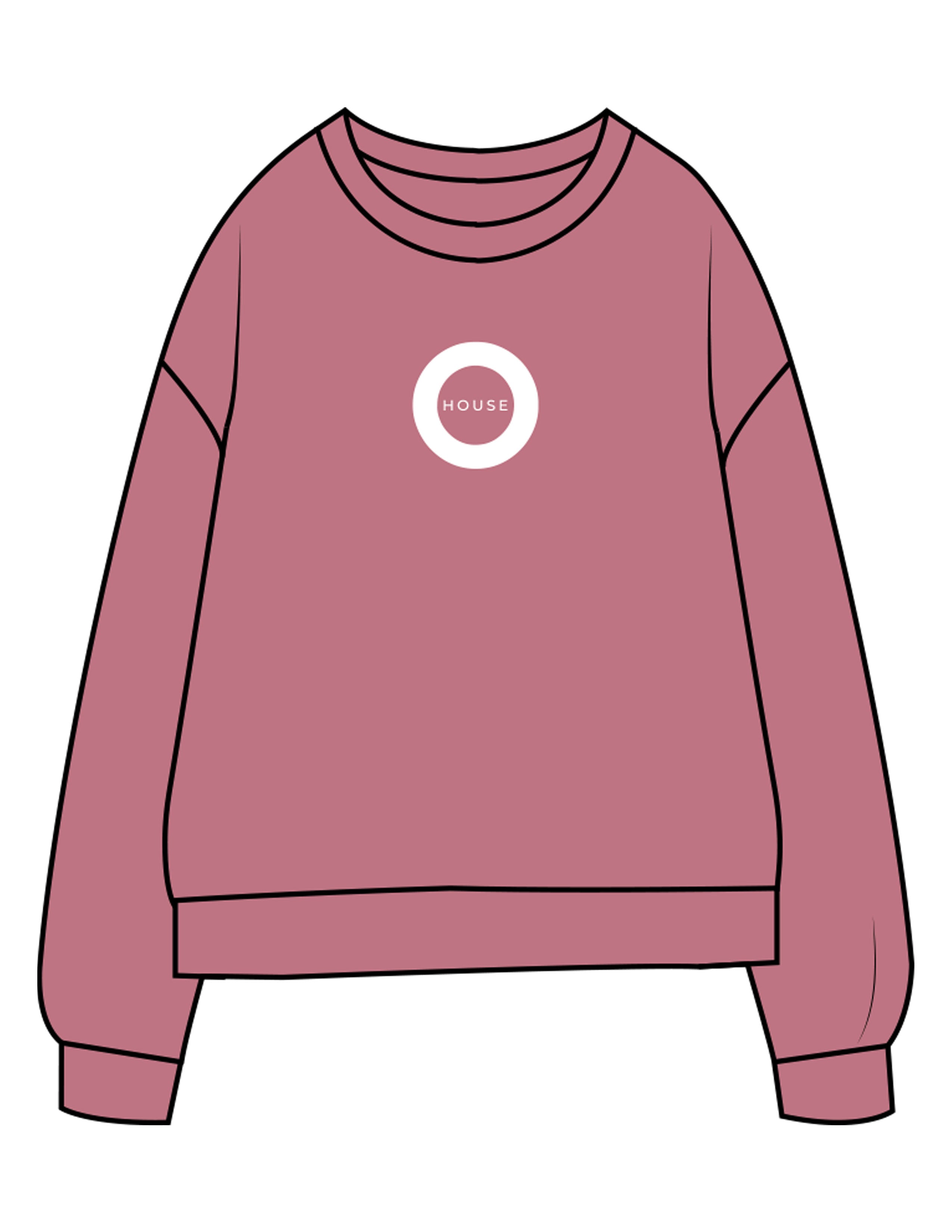 The Midweight Unisex Crewneck - Washed Maroon - HiLo - Center Chest & Back Stacked - Printed - White