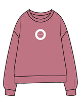 The Midweight Unisex Crewneck - Washed Maroon - HiLo - Center Chest & Back Stacked - Printed - White