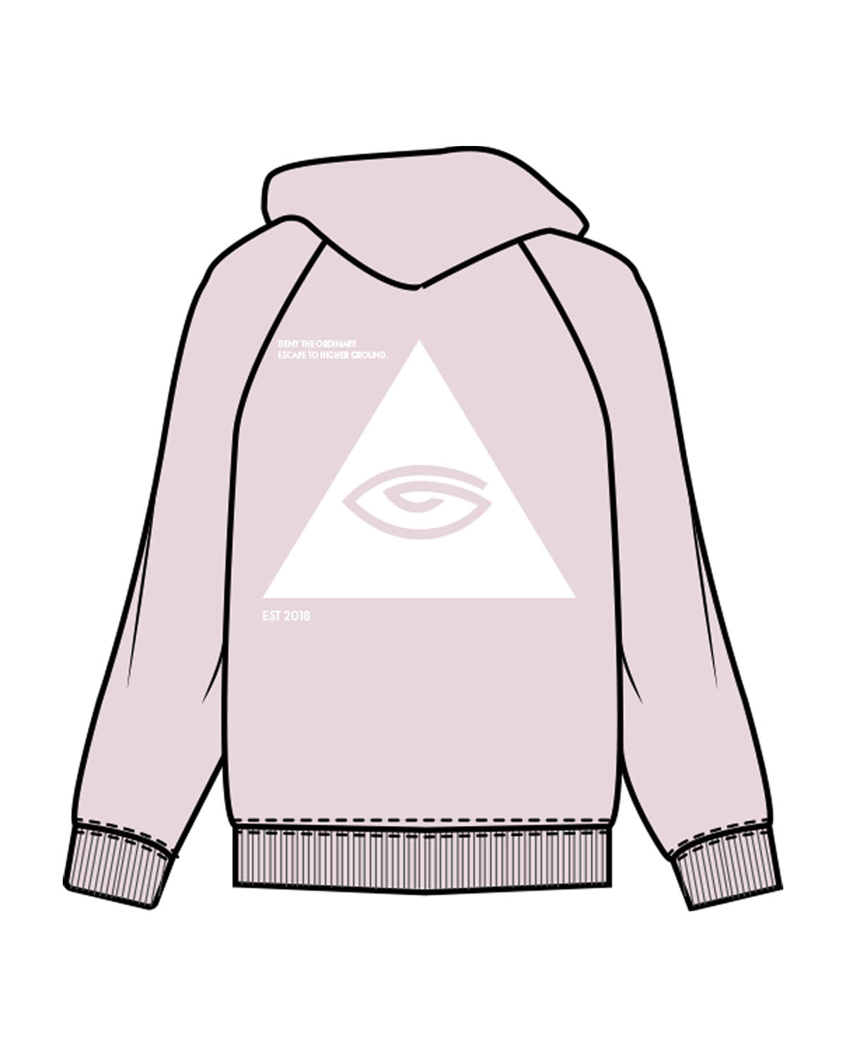 The Womens Hoodie - Orchid - Higher Ground - Left Chest & Back Stacked - Printed - White