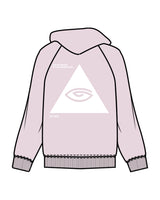 The Womens Hoodie - Orchid - Higher Ground - Left Chest & Back Stacked - Printed - White