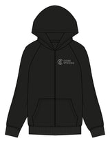 The Mens Zip Hoodie - Black - Core Strong - Left Chest Stacked - Printed - White