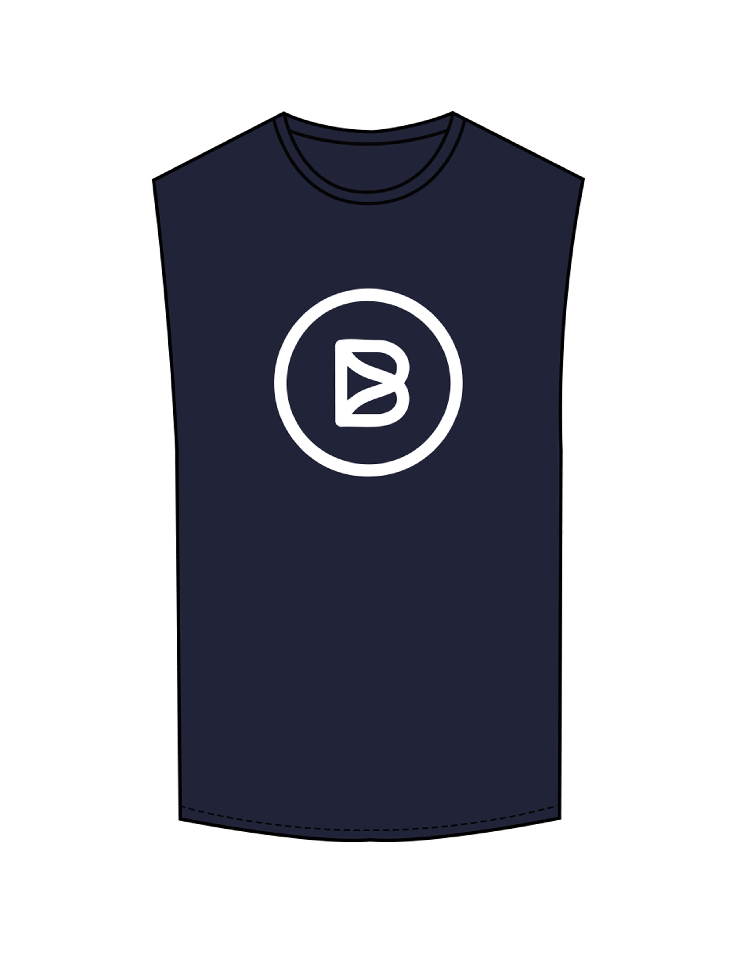 The Muscle Tank - Navy - Bond Fitness - Center Chest Round & Upper Back - Printed - White