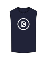 The Muscle Tank - Navy - Bond Fitness - Center Chest Round & Upper Back - Printed - White