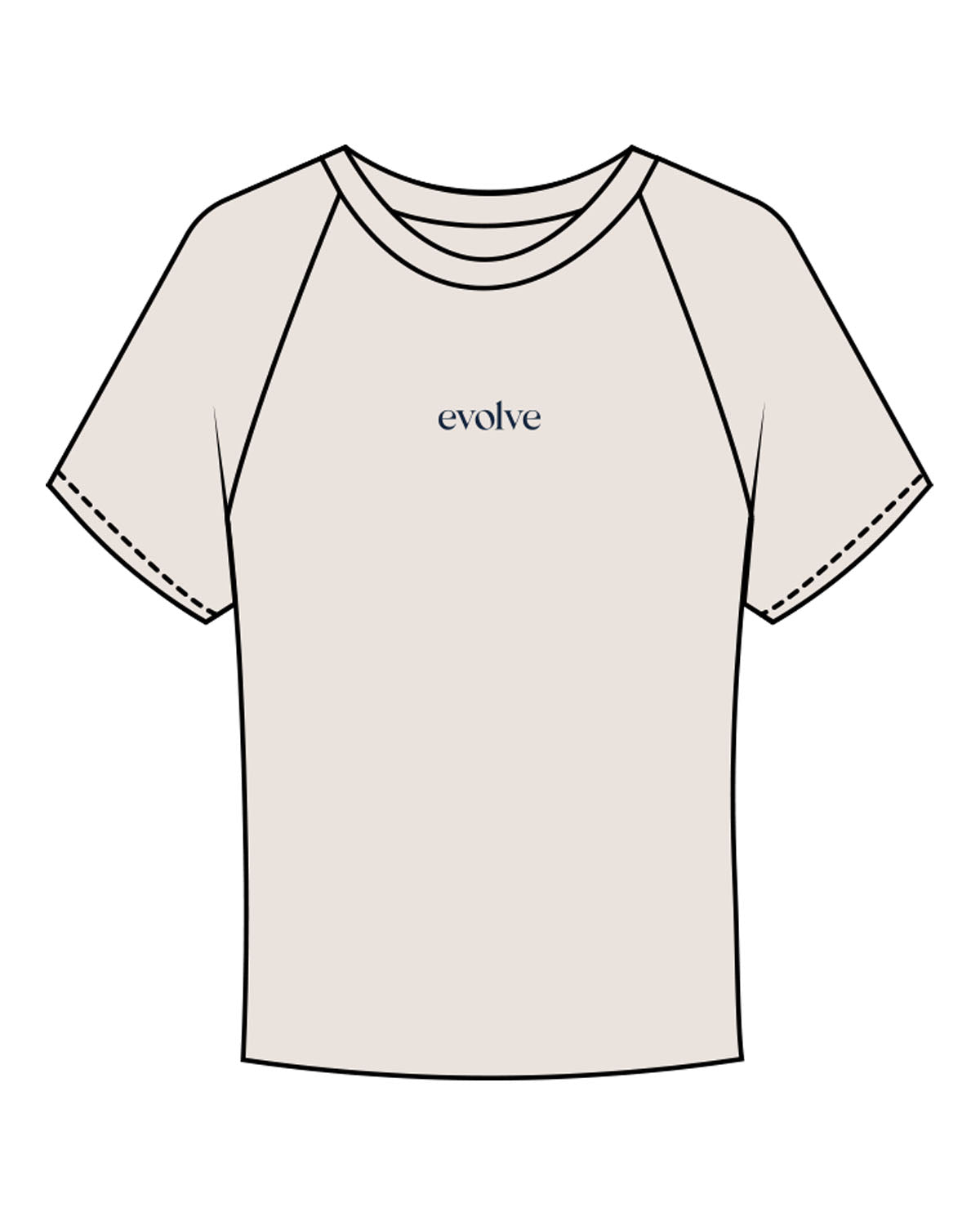The Micro Rib Baby Tee - Natural - Evolve Lagree - Center Chest & Back Neckline - Printed - Navy