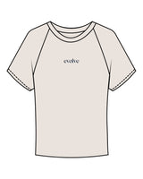 The Micro Rib Baby Tee - Natural - Evolve Lagree - Center Chest & Back Neckline - Printed - Navy