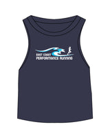 The Micro Rib Racer Crop - Navy - East Coast Performace Running - Cente Chest Stacked - Printed - Full Color