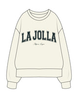 The Womens Heavyweight Crewneck - Off White - PLATFORM - Chest Arc Stacked - "LA JOLLA" Logo - Printed - Pine