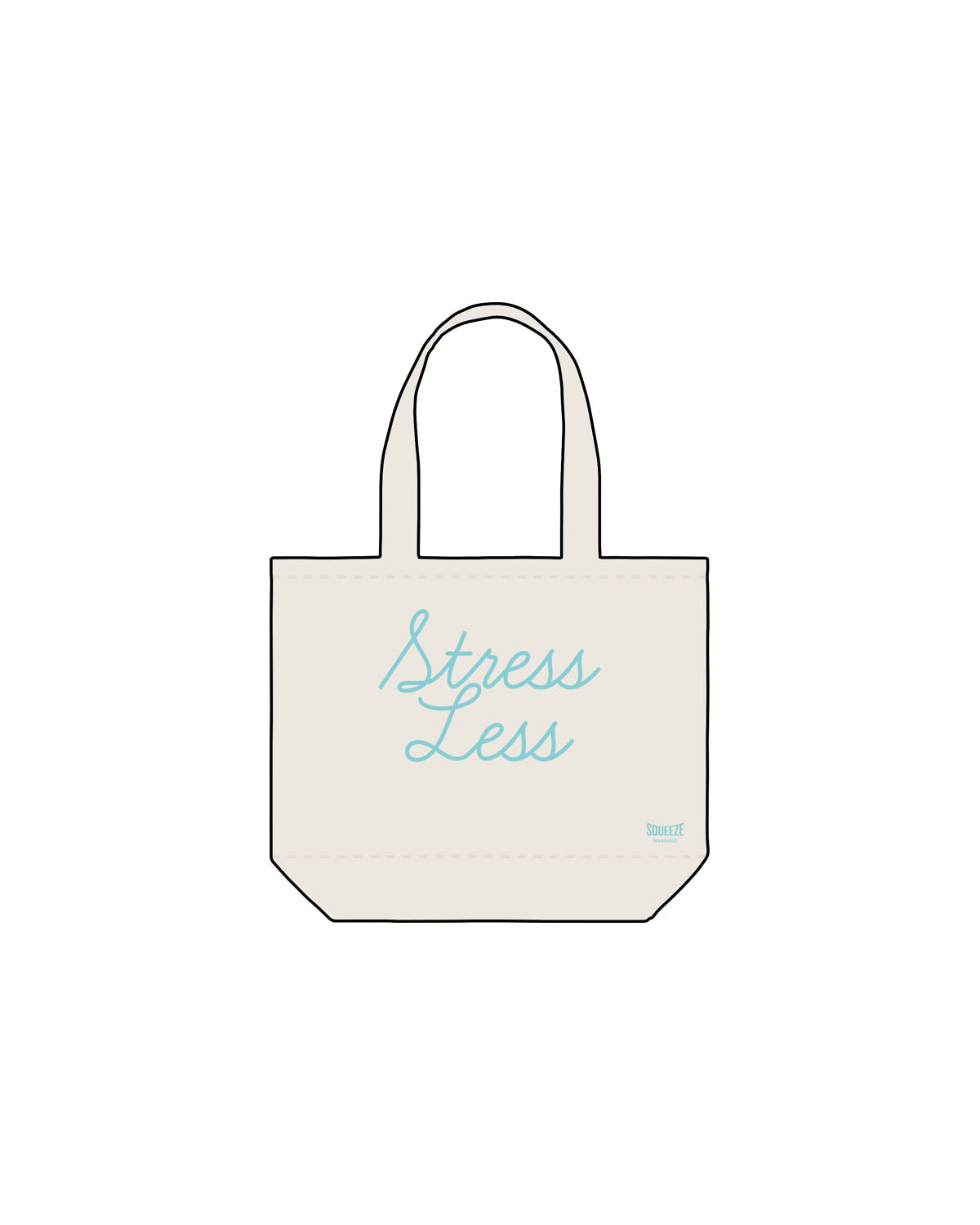 The Tote Bag - Natural - Squeeze Massage - Center - Left Bottom Stacked - Printed - Turquoise