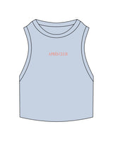 The Ribbed Crop Tank - Powder - Lagree Tahoe - Apres Club - Center Chest - Embroidered - Coral
