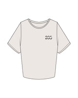 The Crop Tee - Bone - STUDIO 205 - Left Chest - Back Center Stacked - Printed - Black